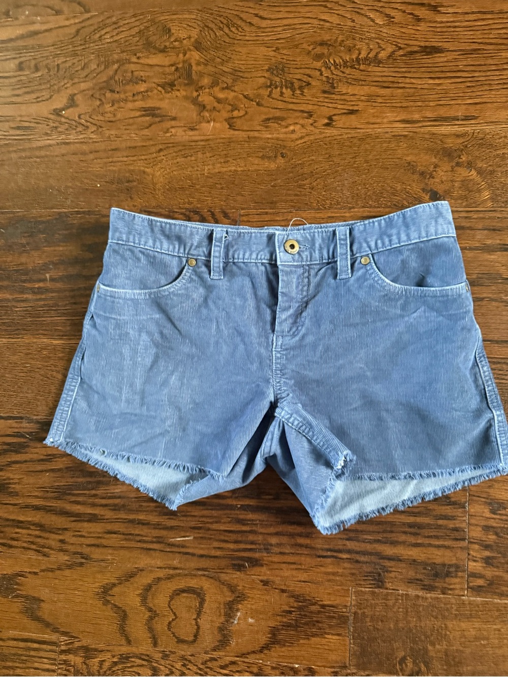 Carve Women's Blue Corduroy Frayed Hem Shorts size 2 check measurements